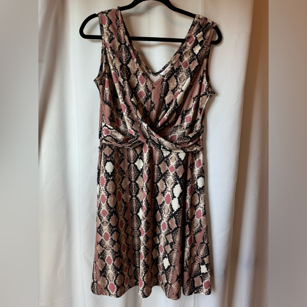 Candie's Women's Rosey Python Snake Print Wrap Front Tank Dress